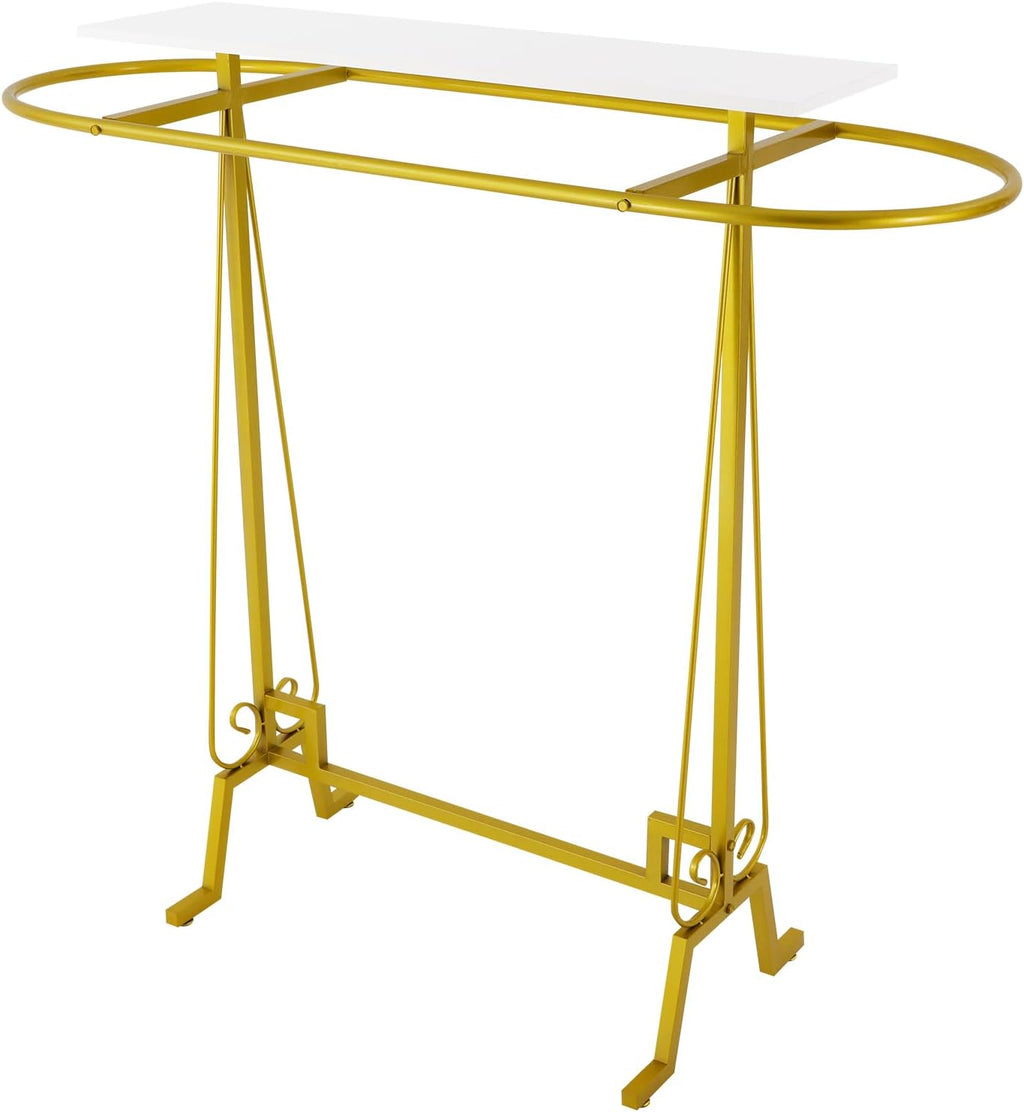 Gold Modern Clothing Display Stand Heavy Duty Commercial Clothes Hanging Rack, 110 lbs Freestanding Garment Rack with Shelf for Store, Boutique, Home