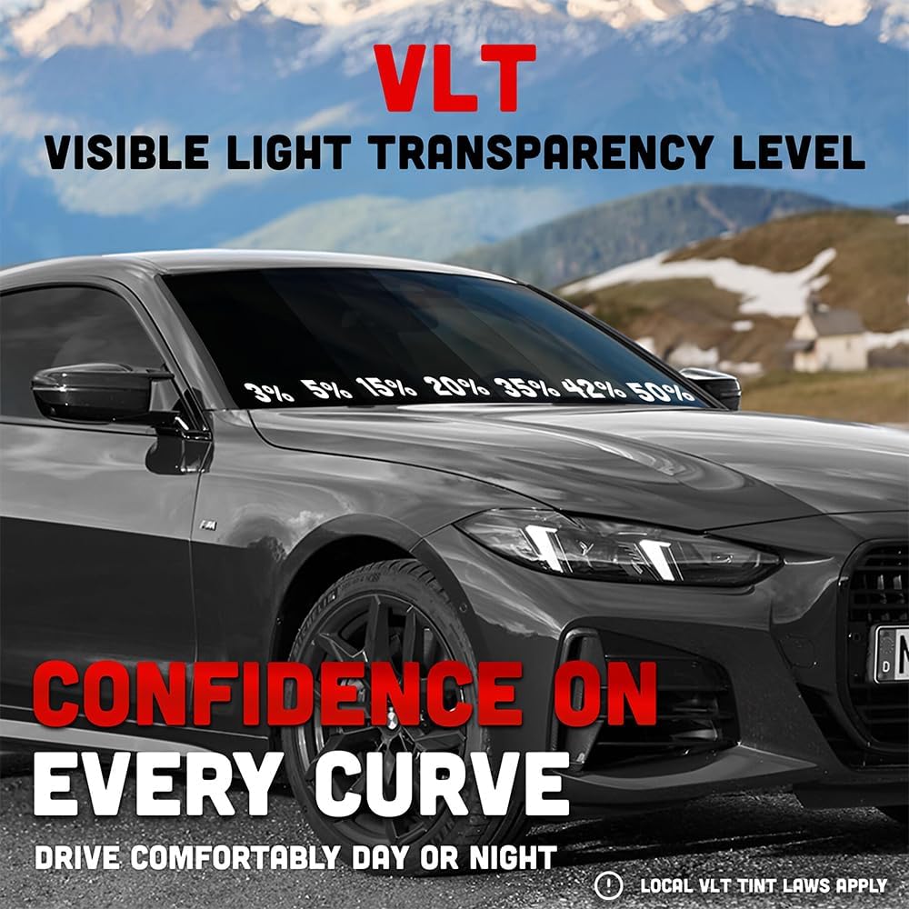 United Professional 1Ply Window Tint Film - 40' x100', 15% VLT Upgraded Dyed PET Film, 1 mil Thickness, 99% UV Block, Deep Shade Privacy Window Tint for Car, Truck, SUV, Home – Heat & Glare Control