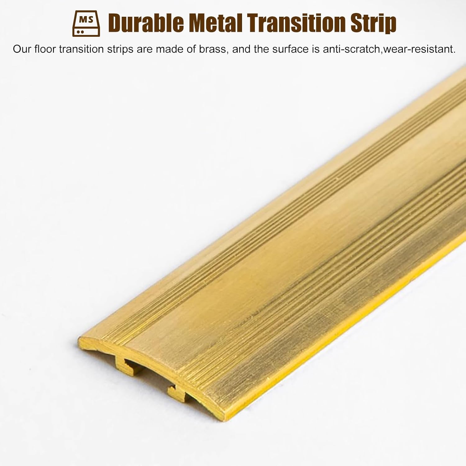 Brass Flooring Transition Strip for Wood to Tile – Durable Doorway Edge Reducer, Gap Cover Trim, Ramp Edging Strips (20mm x 4mm, 4ft/122cm)