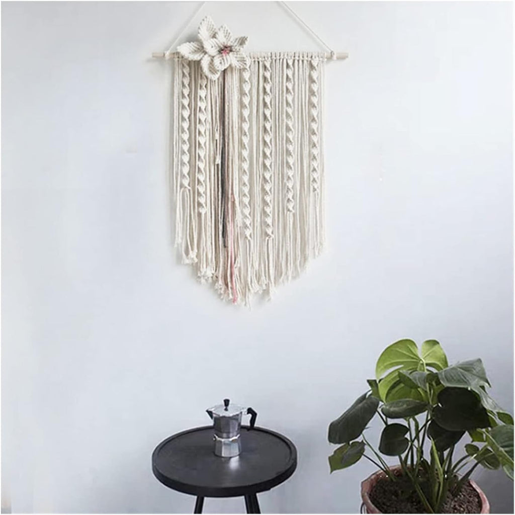 Tapestry Macrame Wall Hanging Tapestry Hand Woven Tapestries Bohemian Craft Decoration for Home Decor Living Room Bedroom (OneColor 45x60cm)