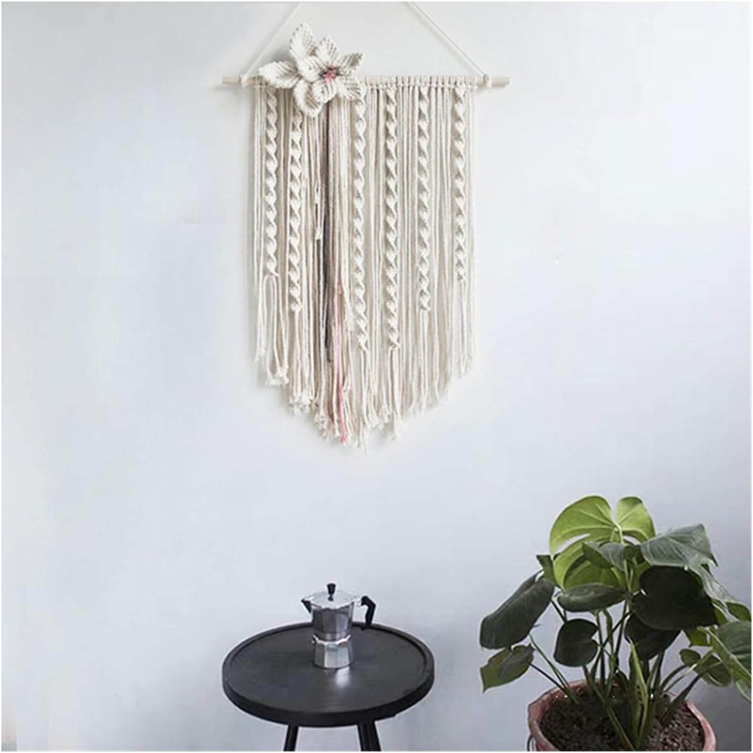 Tapestry Macrame Wall Hanging Tapestry Hand Woven Tapestries Bohemian Craft Decoration for Home Decor Living Room Bedroom (OneColor 45x60cm)