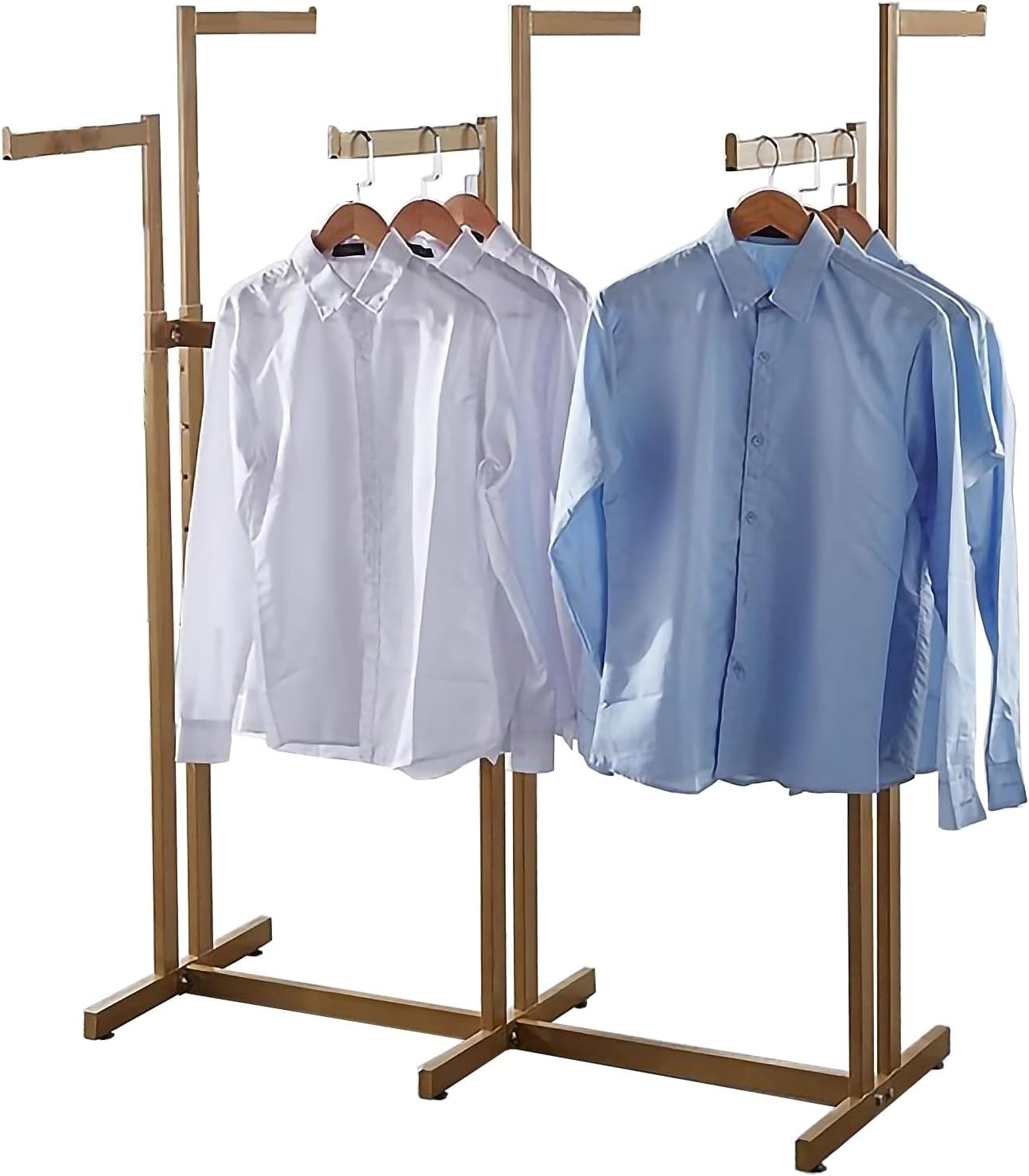 Heavy Duty Garment Rack for Hanging Clothes Rack, Floor Standing Metal Retail Display Stand, Adjustable Clothing Hanger Rod, for Clothing Store, Bedroom(Gold)