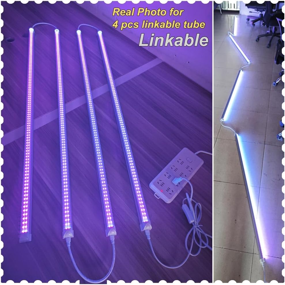 LED Black Light 4Ft Linkable Bar 12PACK, LED 40W Integrated T8 Bulb Blacklight Fixture, UVA 395NM 400NM for Fluorescent Tapestry Poster Body Paint Glow Party