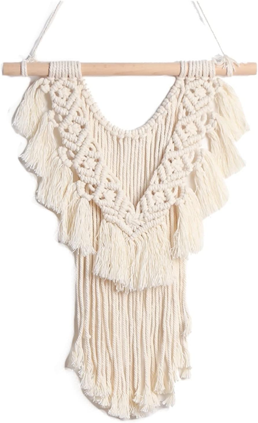 Tapestry Macrame Wall Hanging Tapestry Hand-Woven Chic Bohemian Geometric Wall Decor for Wedding Party Home (OneColor)