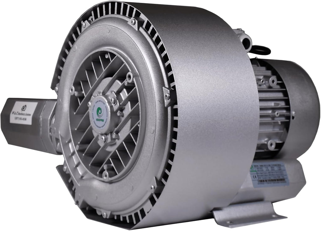 1.75 Hp Industrial Regenerative Blower 220V/1Phase, 85CFM, 104' H2O Press. Goorui-USA GHBH 1D7 12 2R3