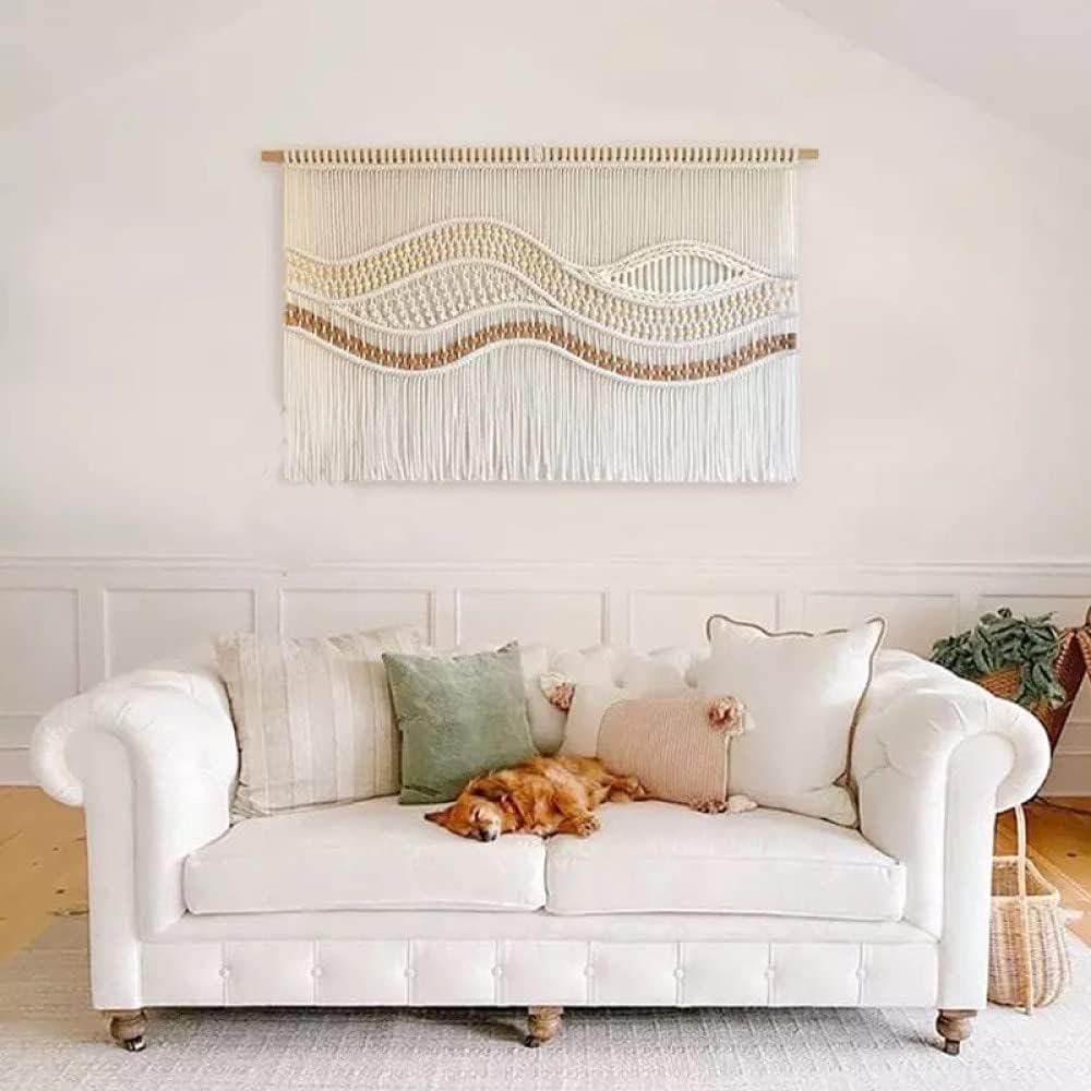 Tapestry Hand Woven Knitted Wall Hanging Bohemian Tassel Macrame Modern Tapestry Macrame Wall Hanging Boho Wall Decor Art Woven Tapestry Wall Art Home Gift Chic Home Decoration
