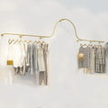 Wall-Mounted Garment Rack Hanging Clothes Rack, Heavy Clothing Store Large-Capacity Metal Display Stand,Home Retail Boutique Display Clothes Organizer Systems(Gold,200cm)