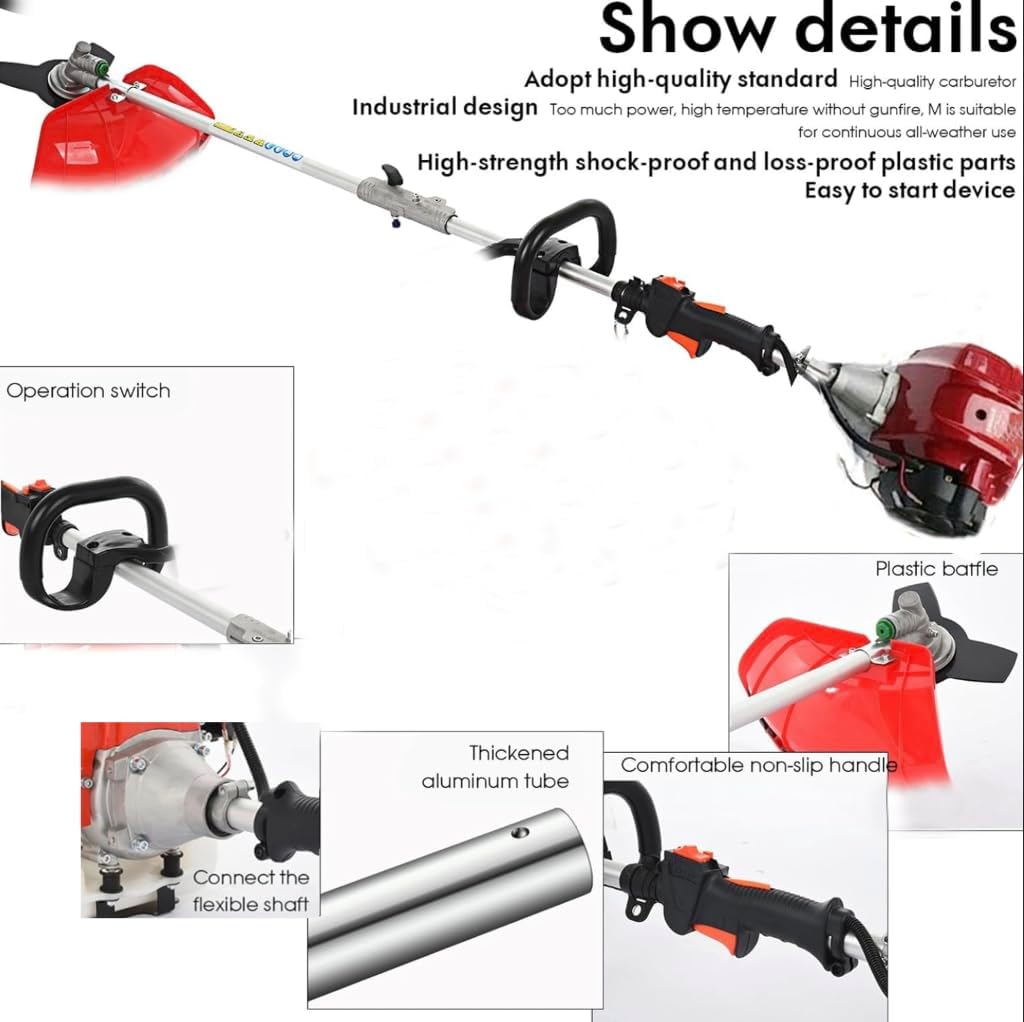 GX35 5 in 1 Brush Cutter 4 Strokes Gas Weed Eater Lawn Mower String Trimmer +2 cultivators Tiller