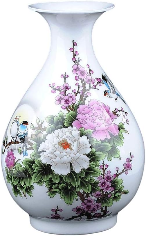 Vase Ceramic Small White Home Living Room Dried Flower Arrangement Flower Decoration Ornament (Jade Pot Spring)
