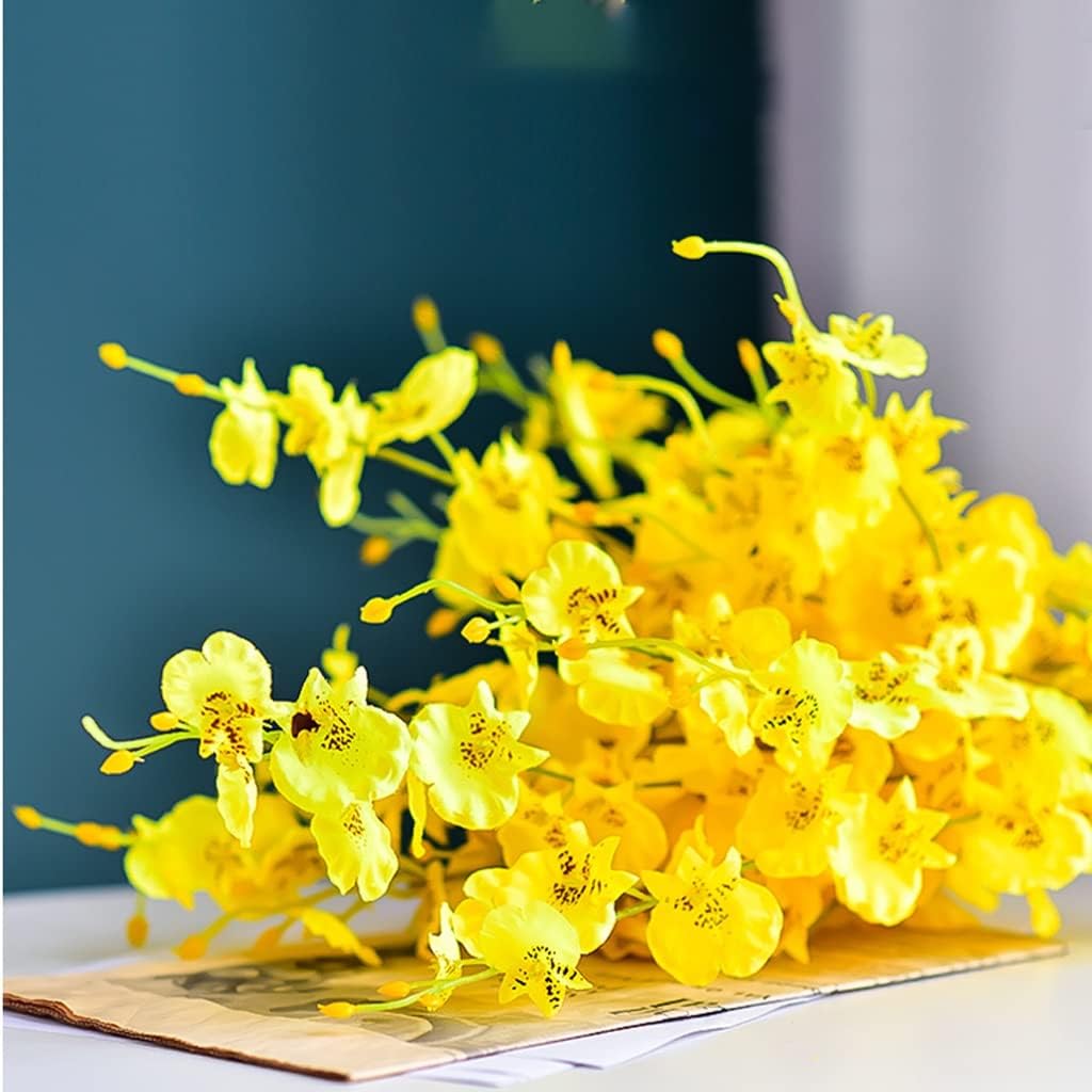 Fake Flowers Artificial Flowers Fake Flowers with Vase, Fake Silk Orchid Faux Long Stem Flowers for Home Wedding Indoor Outdoor Decoration Home Decor