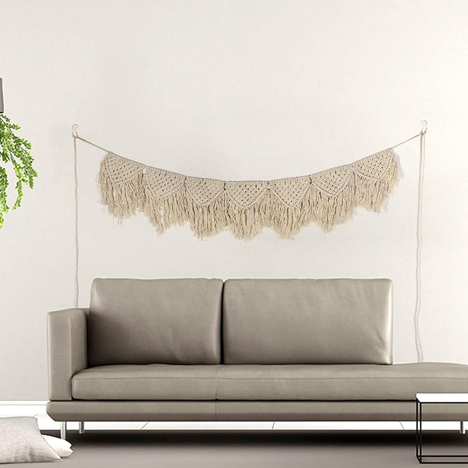 Modern Wall Decor Woven,Wall Hanging Art Tapestry, Macrame Wall Hanging Decor, Handmade Woven Wall Hanging Tapestry Bohemian Wall Decor for Home (Beige)