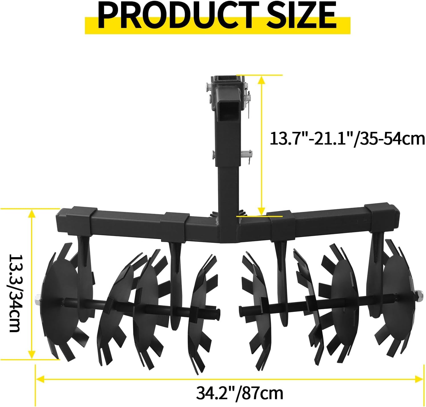 32' Disc Plow Harrow with 2' Receiver Mount for ATV/UTV, Heavy Duty Adjust Height Pull Behind Tiller, Black