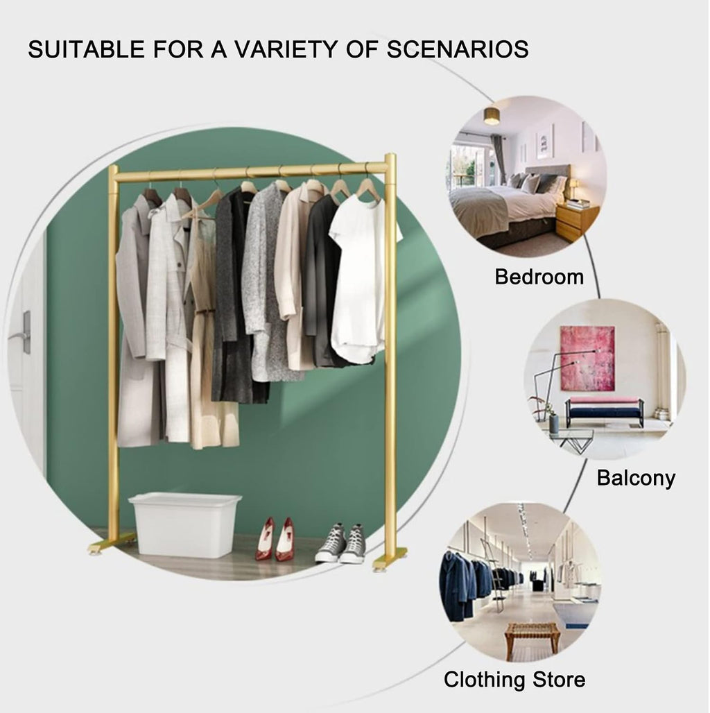 Generic Shoe Bench Coat Stand Rack Hanger Clothing Rack Metal Heavy Duty Garment Rail Standing Garment Rack For Hanging Clothes Retail Display Rack Hanging Clothes Rail For Entryway And Be, Gold