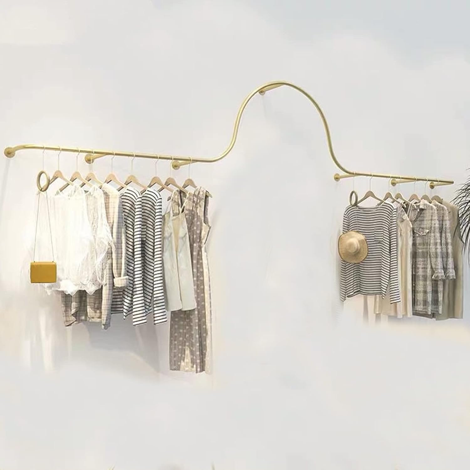 Wall-Mounted Garment Rack Hanging Clothes Rack,Clothing Store Large-Capacity Metal Display Stand,Home Retail Boutique Display Clothes Organizer Systems,Heavy(Gold 300Cm)