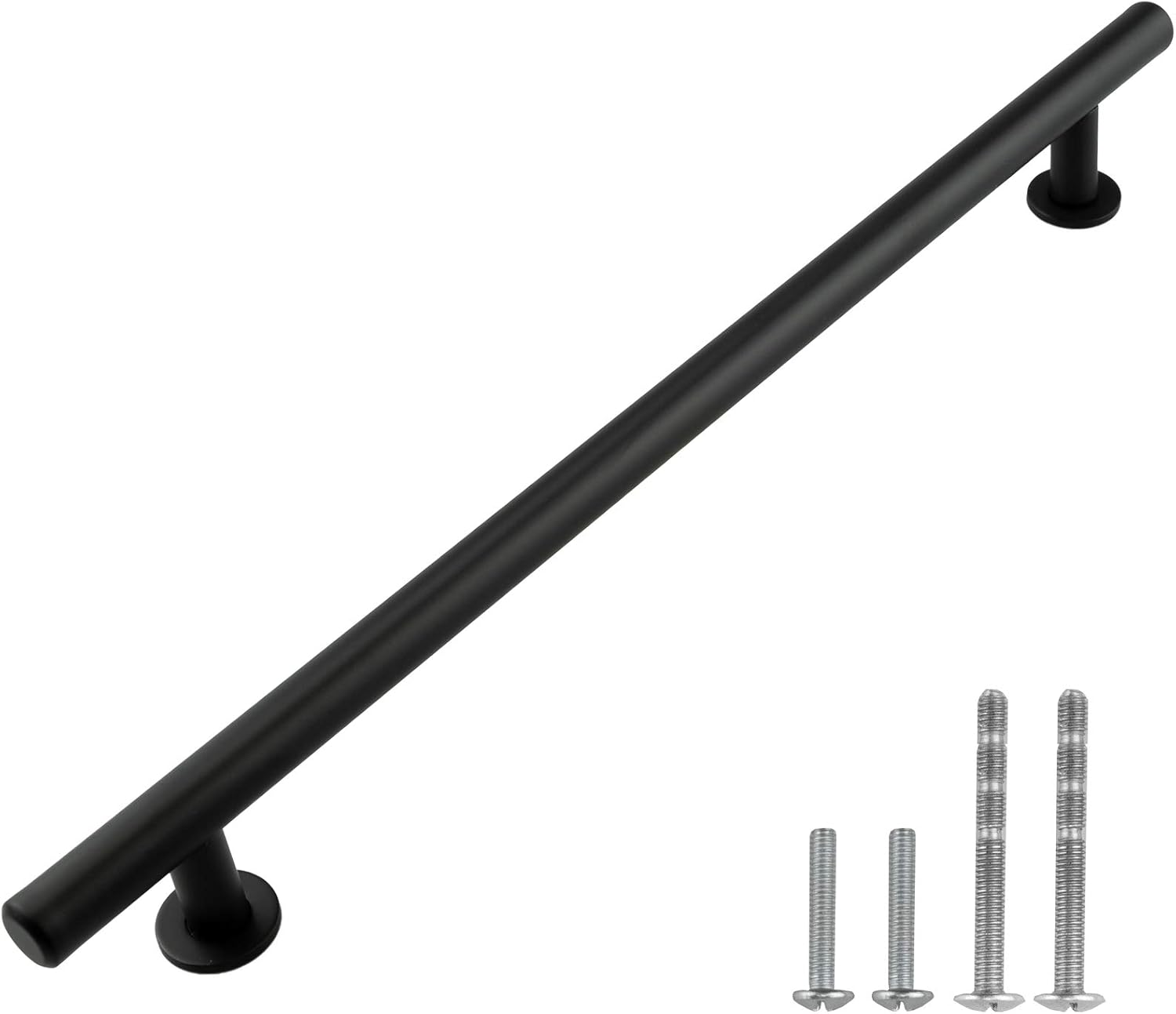 Modket Euroline Series Matte Black T Bar Pull Handle — 10-1/8' (256mm) Hole Centers, 12' Overall Length — 20 Pack Modern Kitchen Cabinet Door Drawer Hardware/Dresser