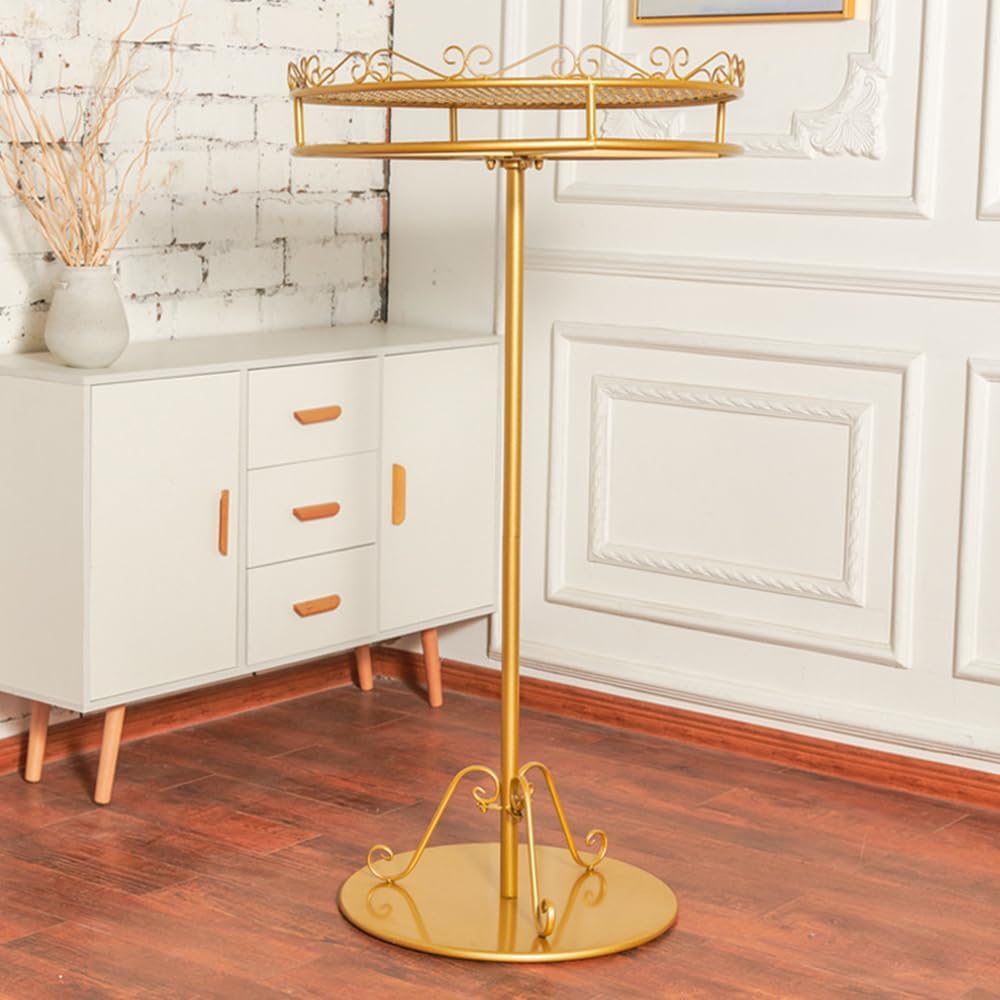 Floor-Standing Clothing Rack, Rotating Portable Garment Rack for Hanging Clothes, Metal Clothes Hanging Rack for Bedroom, Balcony, Retail Display,Gold,60cm*135cm