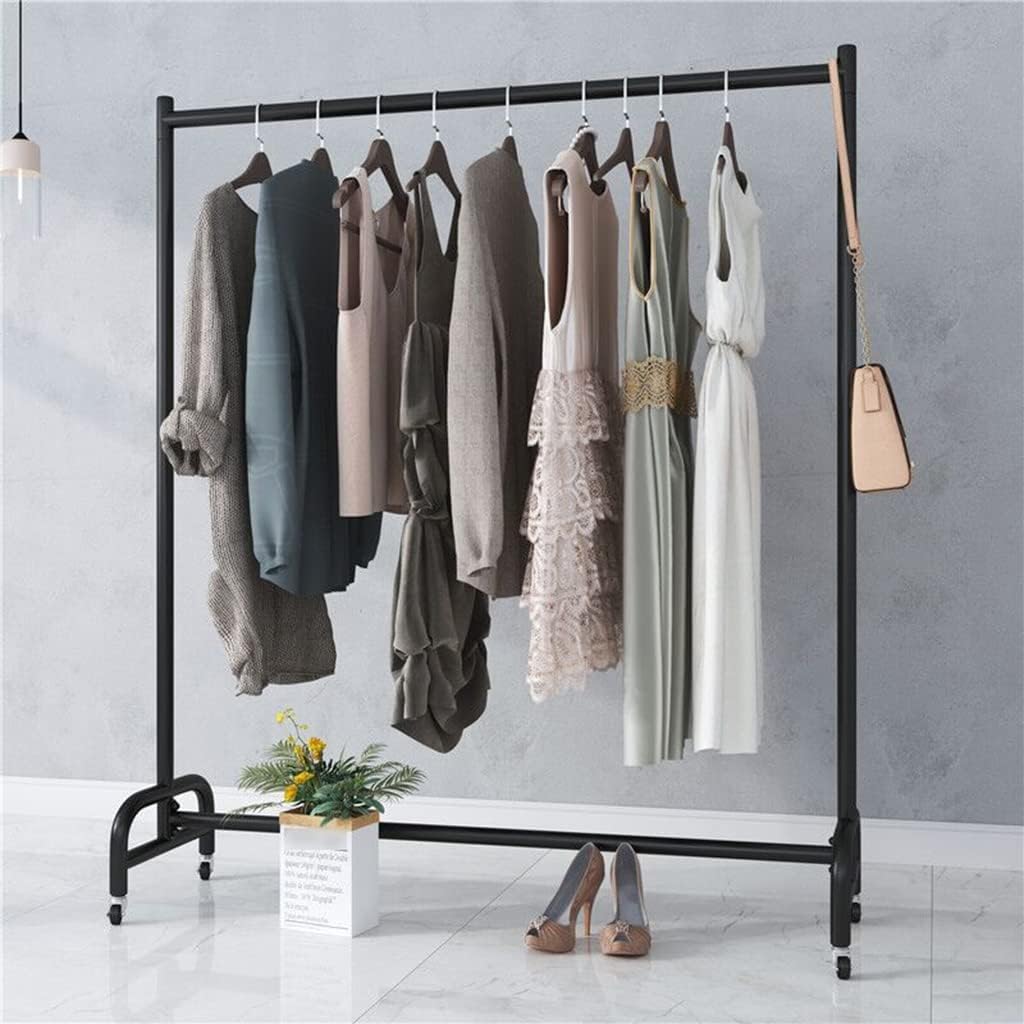 Heavy Duty Rolling Garment Rack,Hanging Clothes Organizer Rail for Display and Storage,23.6x53.1Inches Standard Clothing Garment Rack- Black (A)