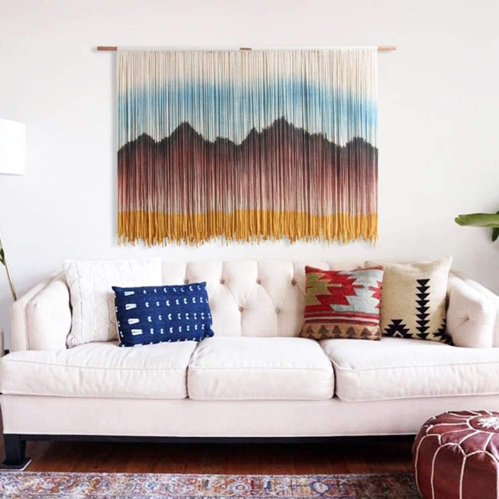 Boho Chic Woven Tapestry Macrame Wall Hanging Handmade Macrame Tapestry Woven Wall Art Bohemian Wall Decor Textile Wall Hangings (Size : 110x150cm)