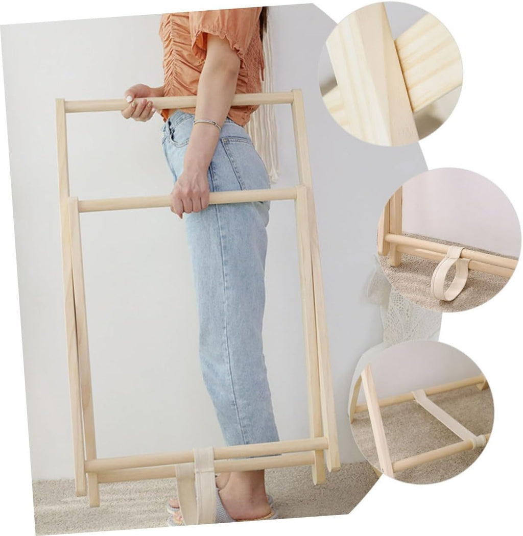 FOMIYES Wood Clothes Storage Rack with Coat Hanging Stand, Solid Wood Freestanding Garment Rack for Bedroom Entryway, Practical Clothes Organizer with Shelf