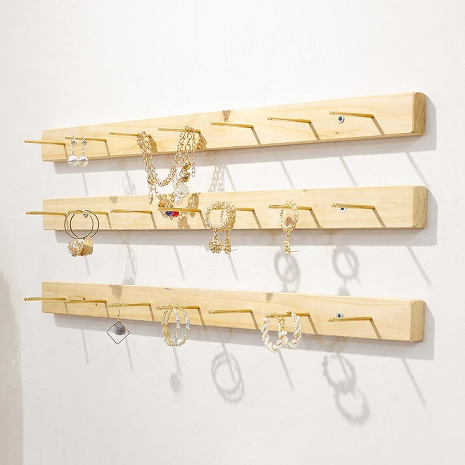 Wall Mounted Jewelry Stand Organizer, Hanging Earring Holder Keyring shelf Bracelets Rings Bangles Display Rack sock holder,For Clothing Store/Retail Store/Jewelry Store(B 3pcs,90cm)