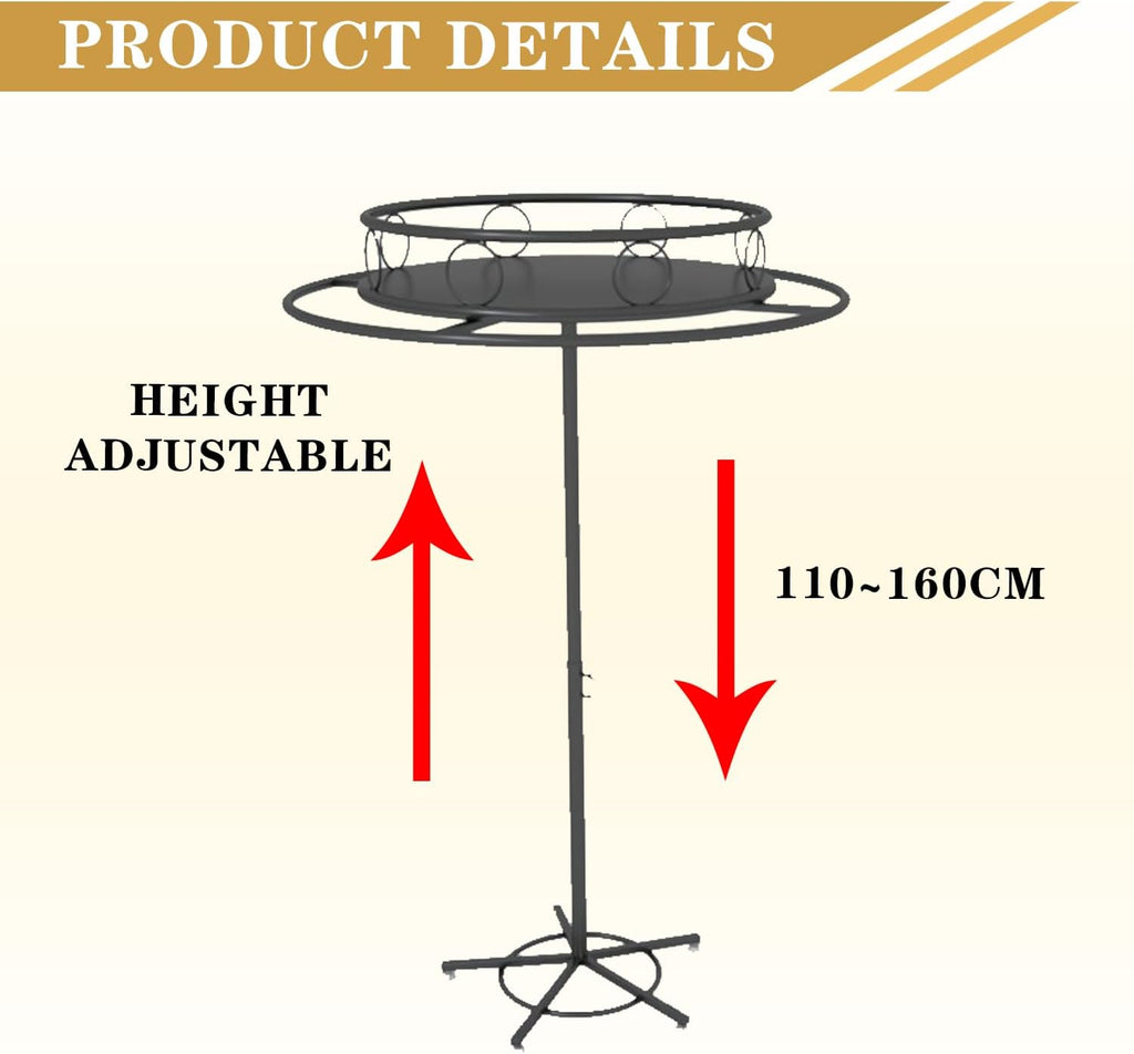 Floor-Standing Rotatable Clothing Rack, Multi-Functional Commercial Round Garment Racks for Hanging Clothes, Clothing Organize Rack for Commercial Retail,Gold,Width 23.6in