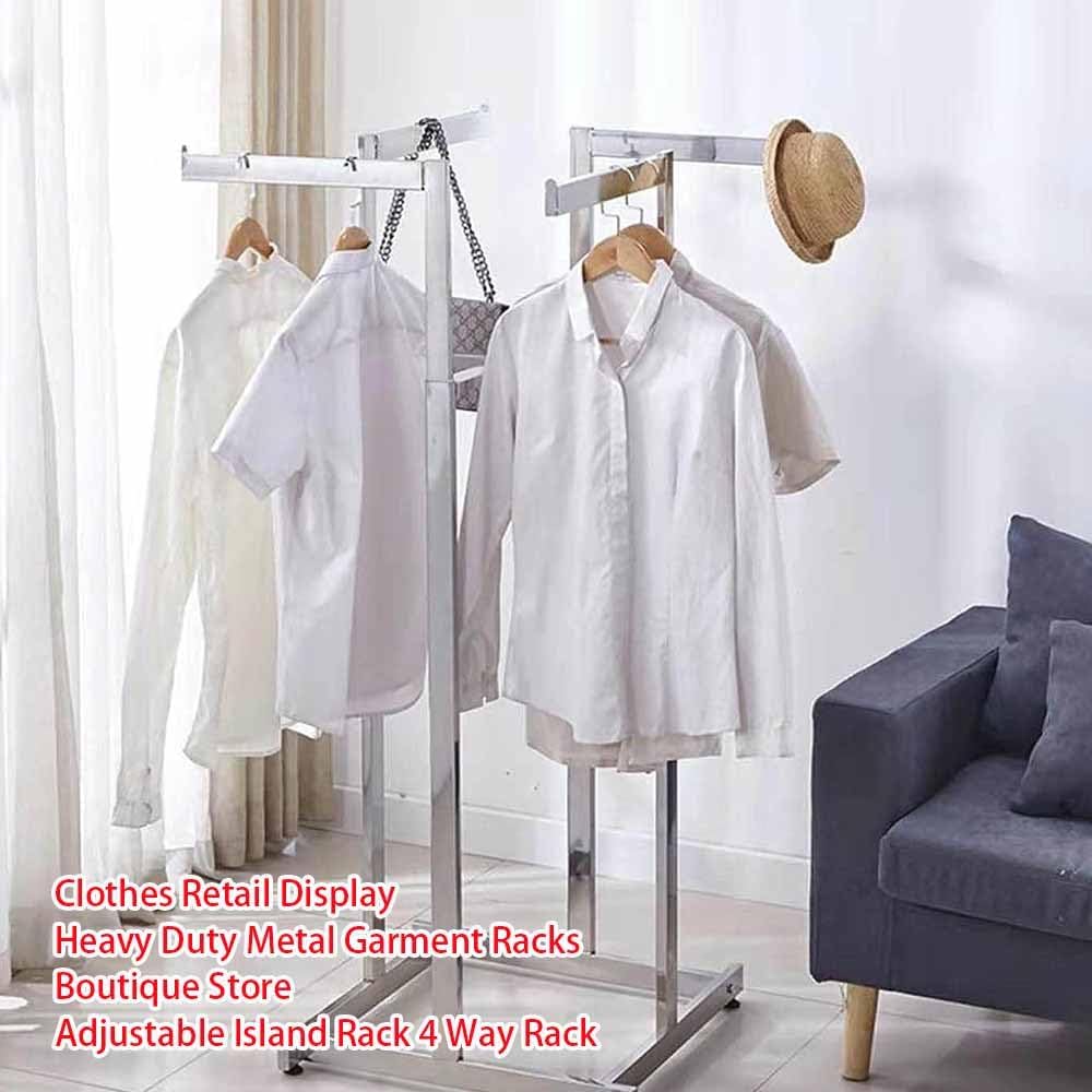 Industrial Pipe Clothing Rack, Adjustable Metal Clothing Store Display Stands, Floor-Standing Hanging Garment Rack, for Hanging Clothes,Gold