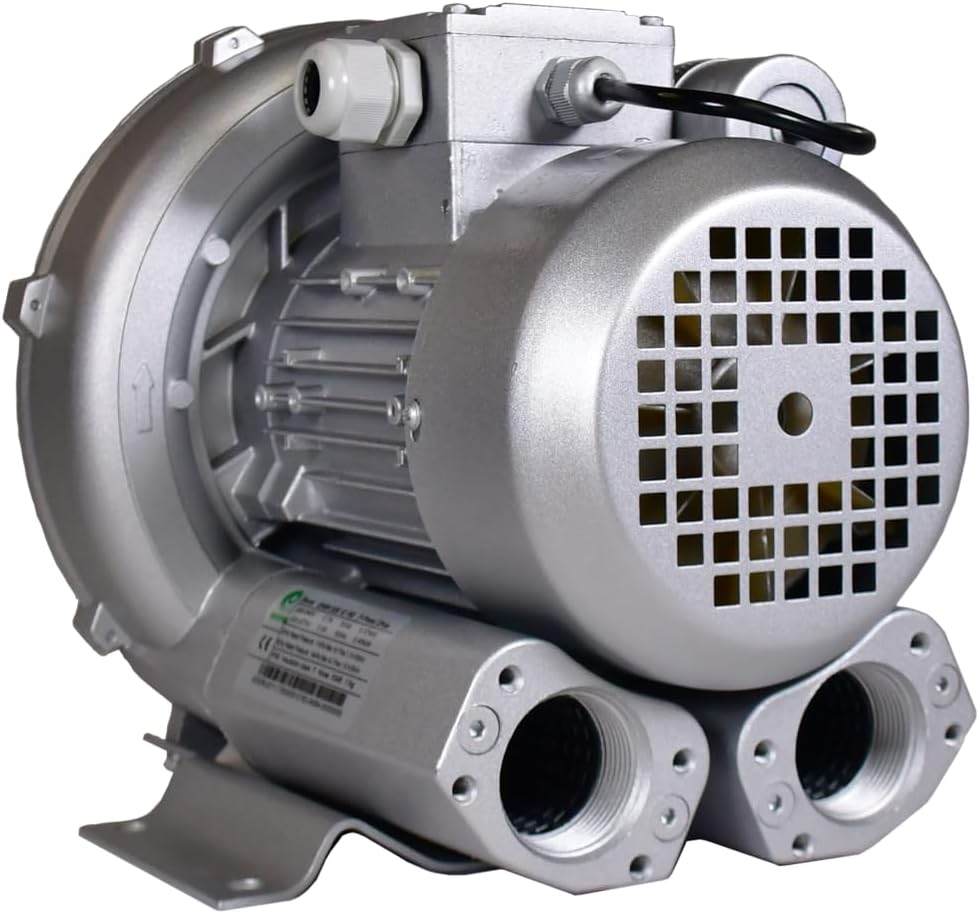 0.67 Hp Industrial Regenerative Blower 220V/1Phase, 57CFM, 56' H2O Press. Goorui-USA GHBH 0D5 12 1R2