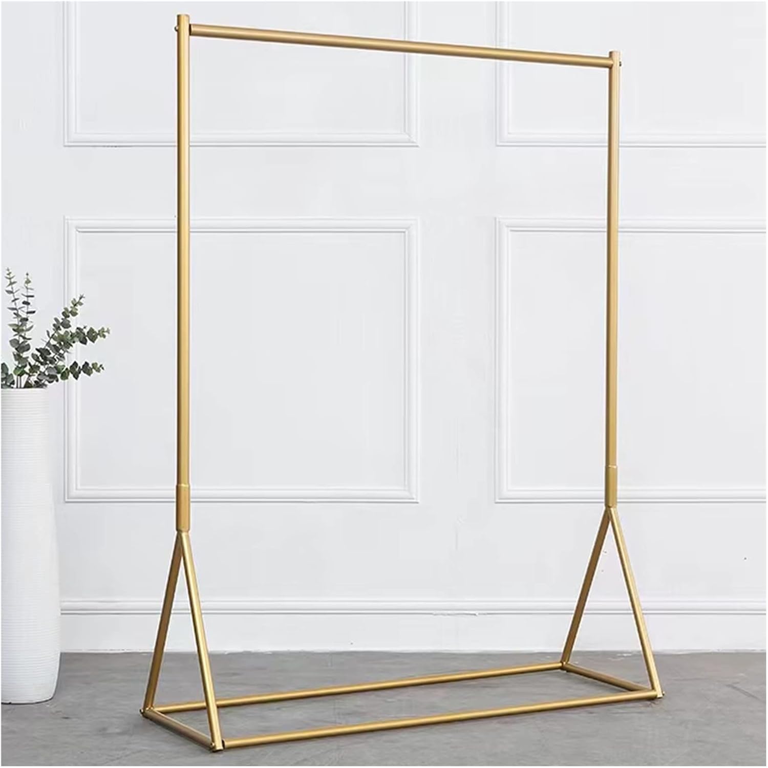 WIGING Clothing Store Display Rack, Modern Heavy Duty Freestanding Retail Garment Rack, Easy Assemble Iron Storage Shelf for Home, Boutique Hanging Shelves (Color : Gold, Size : 100x40x130cm)