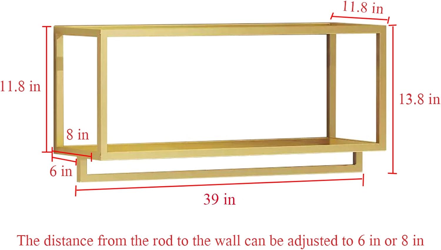 Creative Square Display Garment Racks in Boutique Clothing Stores, Wall-Mounted Hanging Clothes Shelf in Home, Towel Racks for Bathroom Storage Shelves (Gold, 39' L)