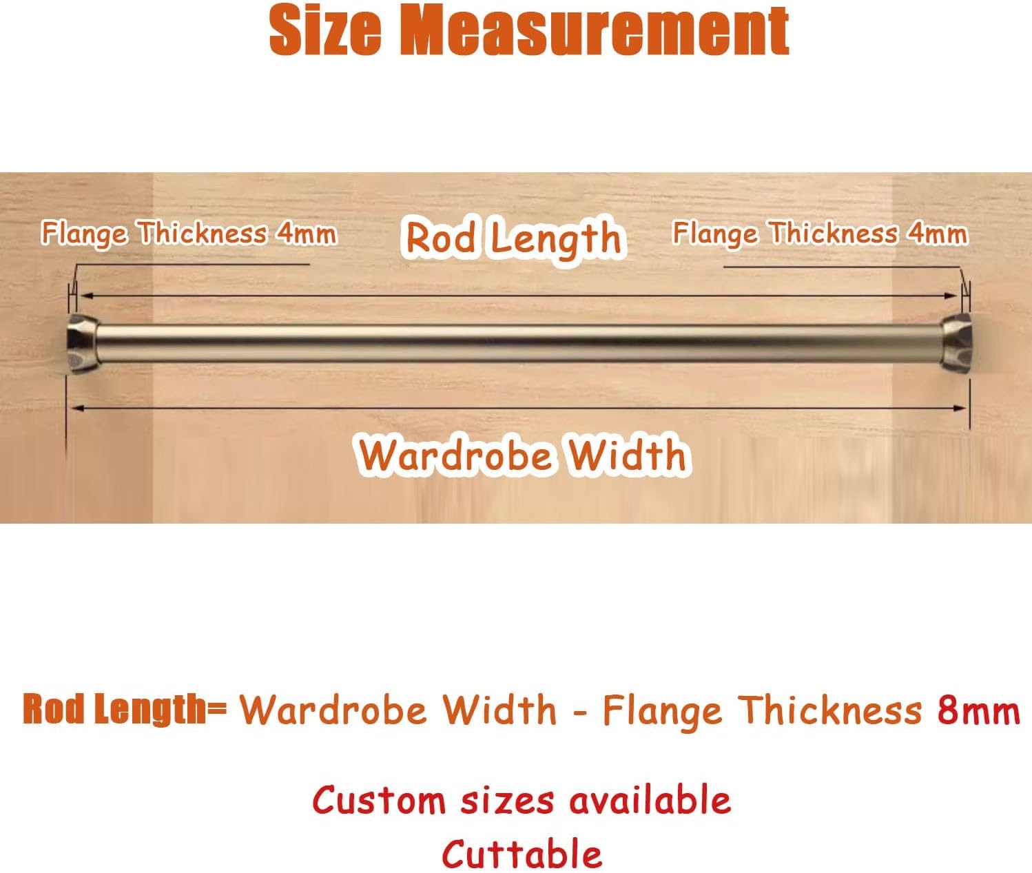 Closet Rod Champagne Gold Closet Rods and Brackets, Heavy Duty Hanging Clothes Rack, 17 18 24 29 30 32 36 48 50 Inch Removable Clothing Valet Pole Bar,(Gold,170cm(66 7/8'))