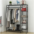 Metal Clothing Rack With Rods Freestanding Garment Rack For Hanging Clothes Organizer Wardrobe With 6-Tier Storage Shelve For Bedroom, Entryway (Color : Svart, Size : 90cm)
