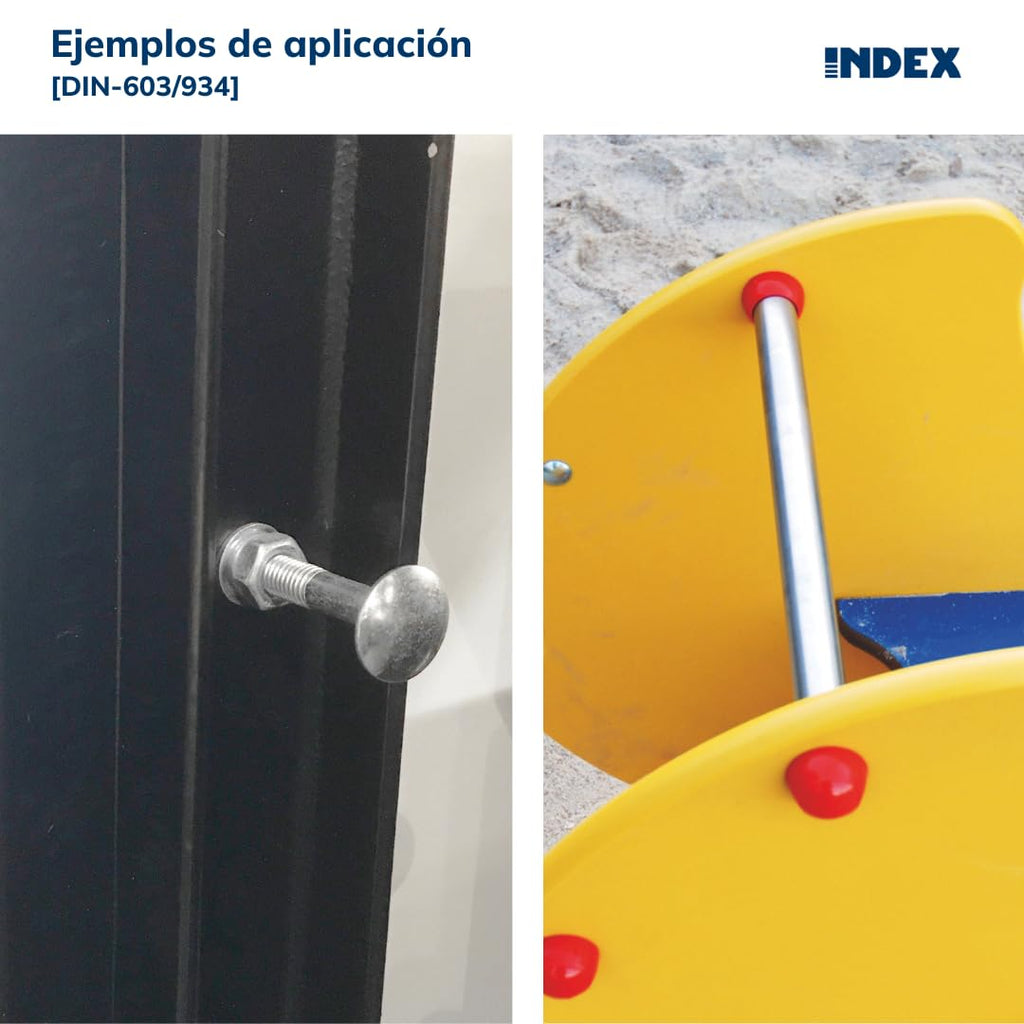 Index din-603/934 – Screw with Round Head with Square Neck and Nut Hexagonal. Zinc Plated M10 X 100