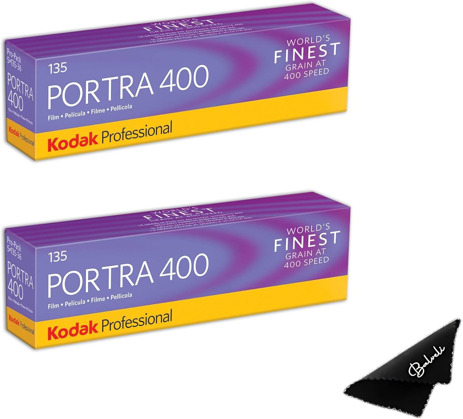 Kodak Portra 400 Film - 10 Pack of 36exp Rolls for 35mm Cameras with balveli Premium Microfiber Cloth