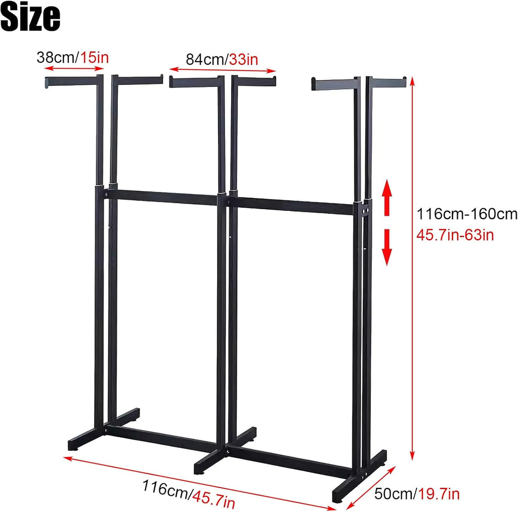 Heavy Duty Garment Rack for Hanging Clothes Rack, Floor Standing Metal Retail Display Stand, Adjustable Clothing Hanger Rod, for Clothing Store, Bedroom(Gold)