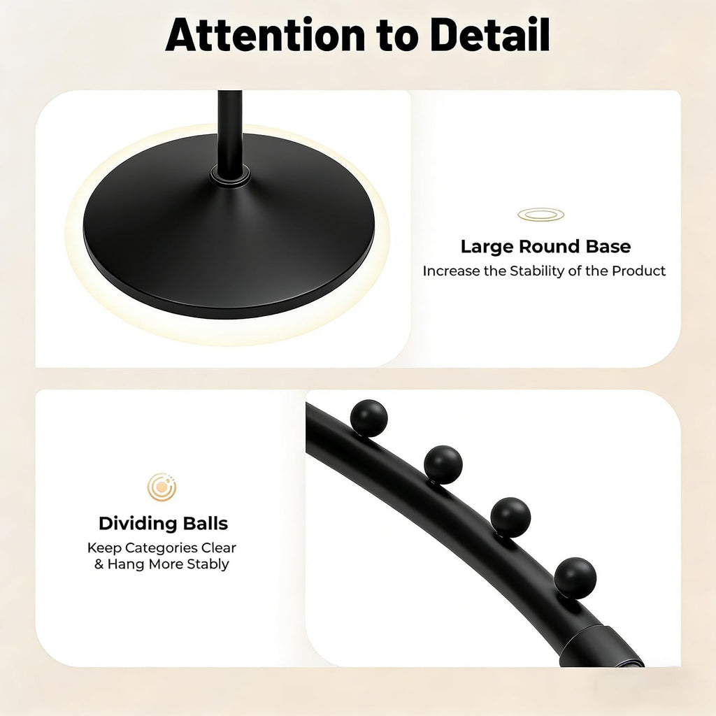 Spiral Rotating Clothing Rack, Freestanding Garment Rack Metal Coat Rack Retail Display Stand Black Hanger Shelf for Clothes Dresses Bags Scarves