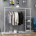 5-Tier Clothing Rack, Free Standing Garment Rack with Shelves for Home,Storage Display Stand for Clothes, Shoes, Accessories – Metal Frame, Space-Saving(White,47IN)