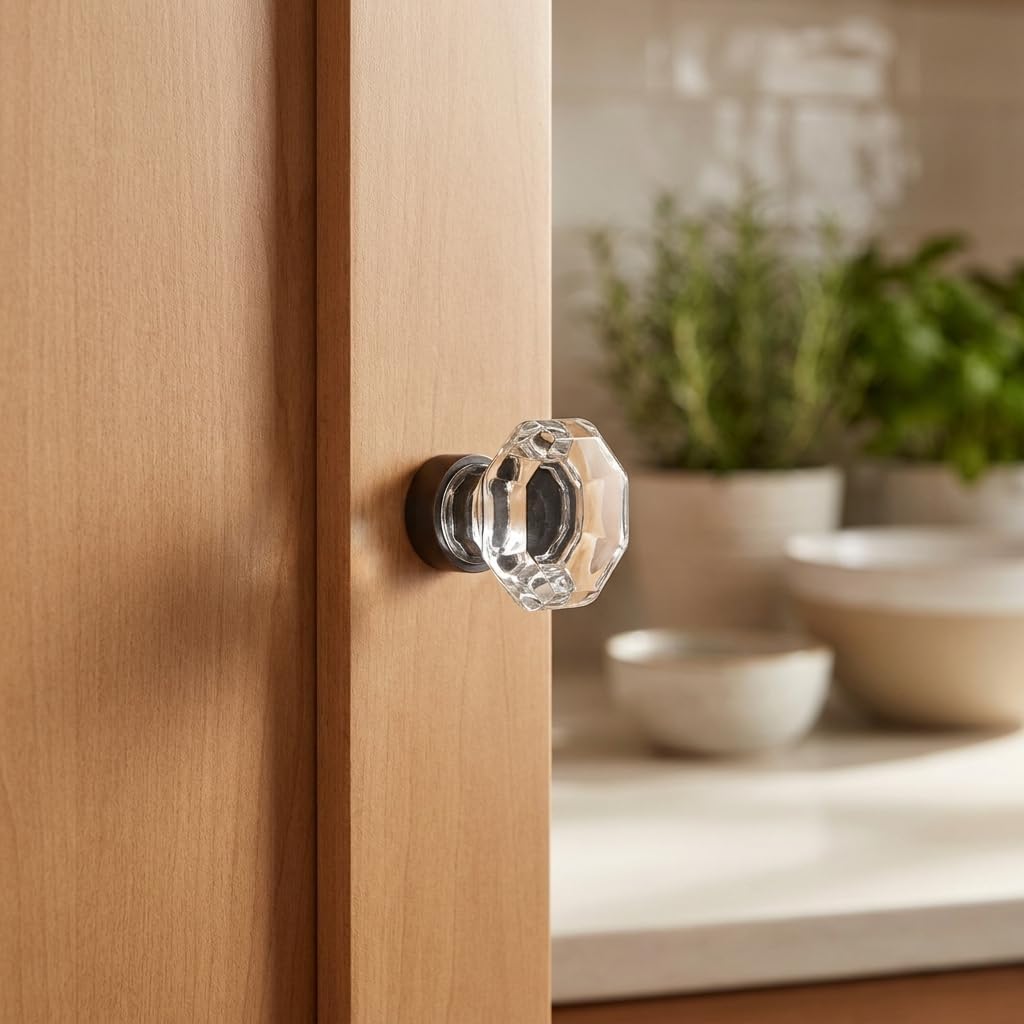 Cosmas 5268ORB-C Oil Rubbed Bronze Cabinet Hardware Knob with Clear Glass - 1-5/16' Diameter - 20 Pack