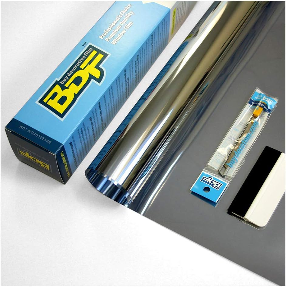 BDF EXS15 Exterior Window Film Daytime Privacy and Sun Control Mirror Silver 15 (Dark) - 48in X 24ft