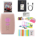 Fujifilm INSTAX Mini Link 3 Smartphone Printer | Rose Pink Bundled with Instax Mini Album, Borders, Stickers & Clips + Microfiber Cleaning Cloth (3 Items)