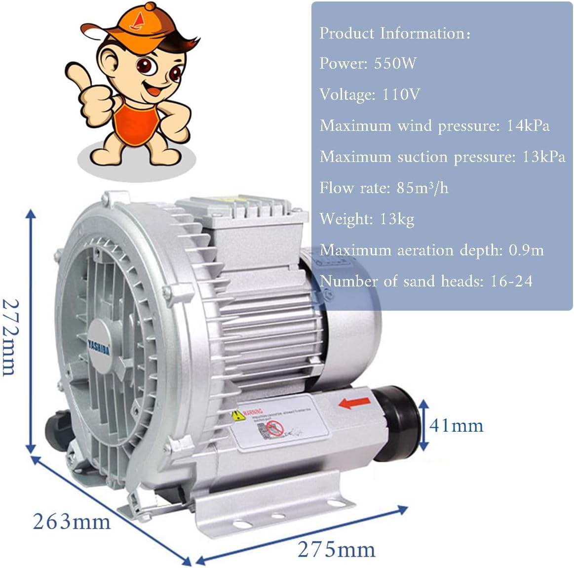 Vortex Ring Blower Regenerative Blower High Pressure strong centrifugal fan Industrial Vacuum Pump Sewage Aeration Vortex Blower 110V 120W 180W 250W 350W 750W(550W)