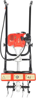 Gas Rototiller, 2-Stroke 52CC 1.9kw Mini Gasoline Tiller, Hand-Pull Recoil Start Gas Power Garden Tiller Cultivator, Mini Garden Tiller Rototiller, Hand Push Rotary Cultivator for Sandy Land Loose