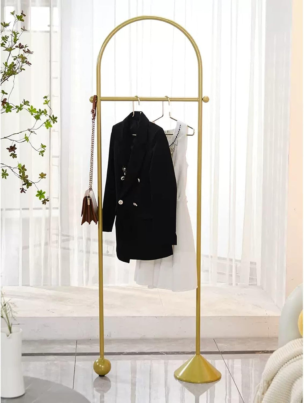 Adjustable Garment Rack Hanging Clothes Rack Flooring Bedroom Hanging Clothes Rack Simple Living Room Coat Rack Home Light Luxury Coat Rack Standing Hanger (Color : Gold)