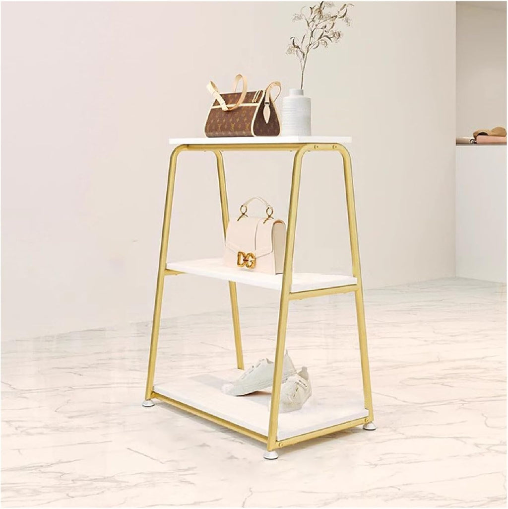 Clothes Rail Garment Rack Heavy Duty Clothing Rack, Double Pole Garment Racks for Hanging Clothes Standalone Retail Display Rack for Boutiques, Gold-60x40x82