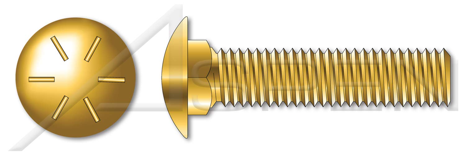 (2500 pcs) 1/4'-20 X 5/8', Carriage Bolts, Round Head, Square Neck, Full Thread, Grade 8 Steel, Yellow Zinc