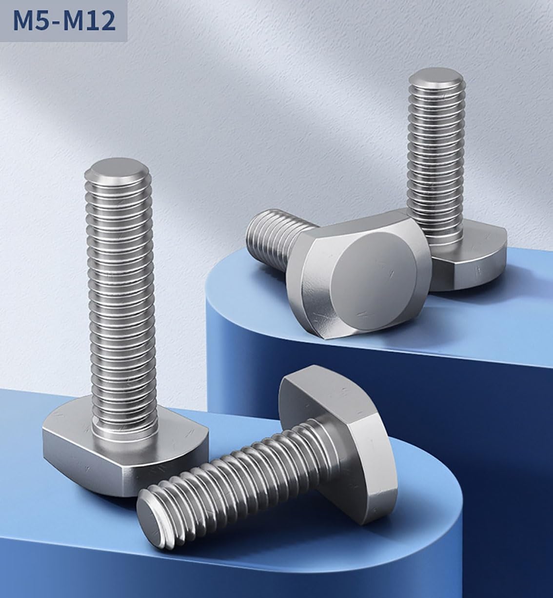 M5 M6 M8 M10 M12 T Bolts T Screw Square Head Screws 304 Stanless Steel GB37 Hammer Head Bolts for T-Slot(16mm,M6(10pcs))