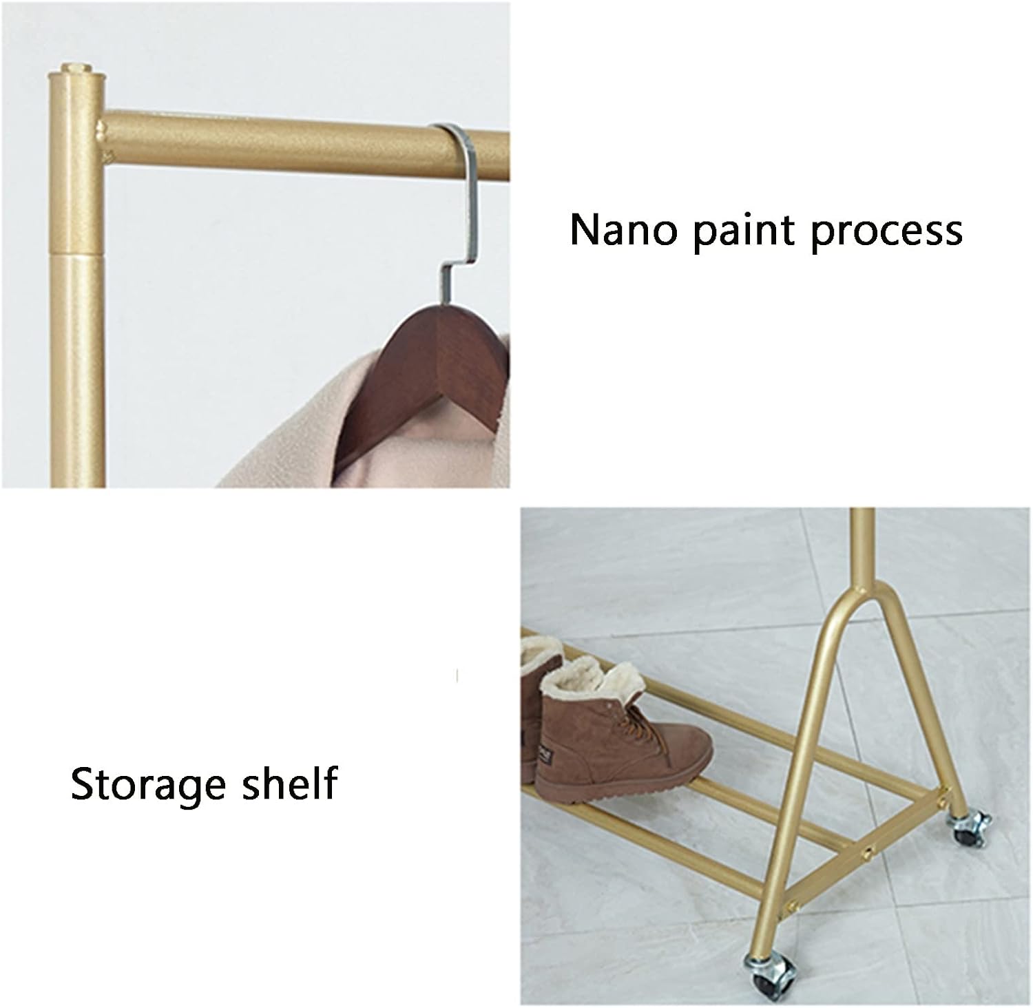 Modern Clothing Rack On Wheels, Heavy Duty Metal Garment Rack for Hanging Clothes, Gold Display Rack for Boutique Retail and Bedroom, Easy Assemble (Size : 120x40x155CM) (120x40x155CM)