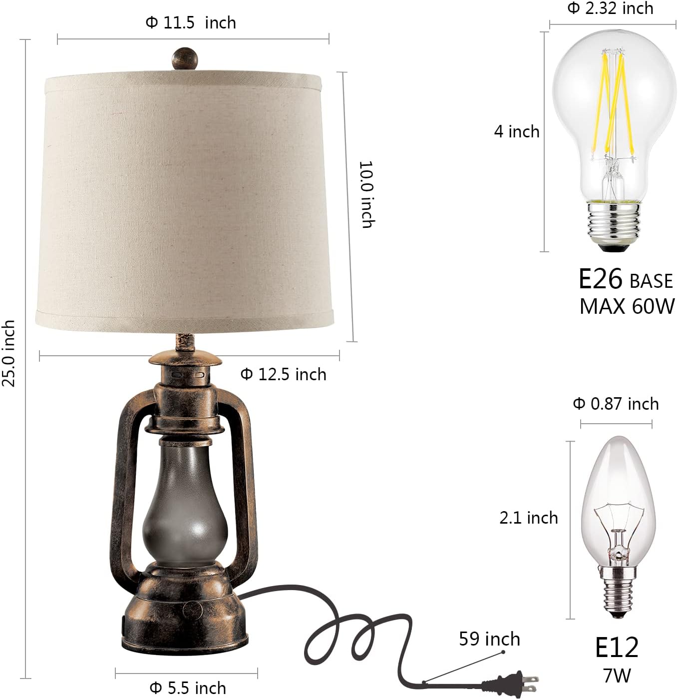 New - Same Matching Floor Lamp - 63'' Floor Lamp + 25'' Lantern Table Lamps Set of 2