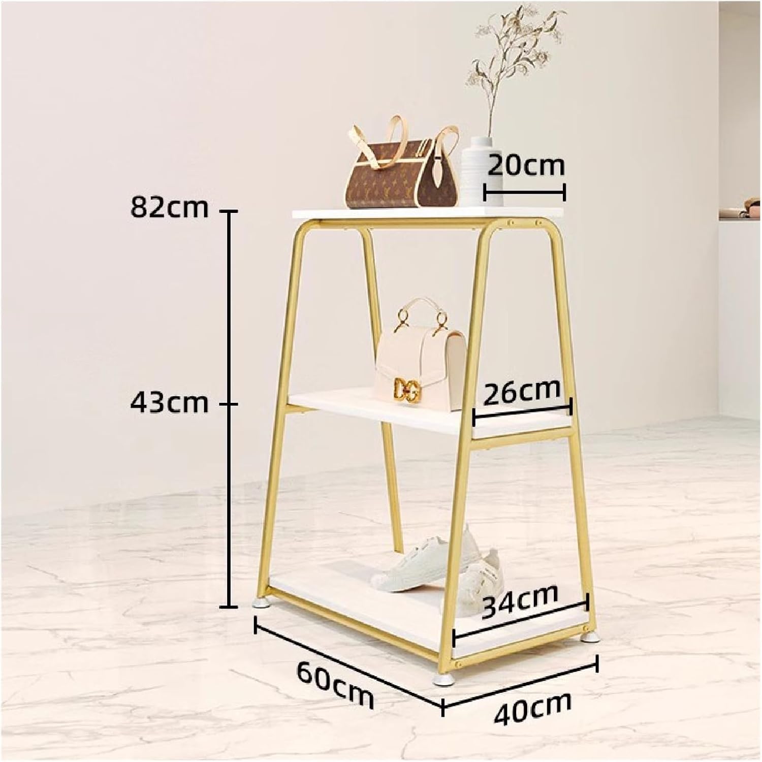 Clothes Rail Garment Rack Heavy Duty Clothing Rack, Double Pole Garment Racks for Hanging Clothes Standalone Retail Display Rack for Boutiques, Gold-60x40x82