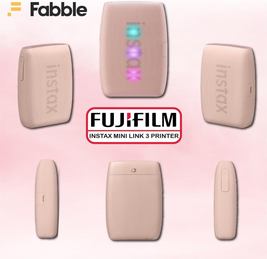 Fujifilm Instax Mini Link 3 Smartphone Printer with Instax Mini Films and Free Bonus Microfiber Cleaning Cloth... (Rose Pink, 3 x Twin Pack (60 Sheets))