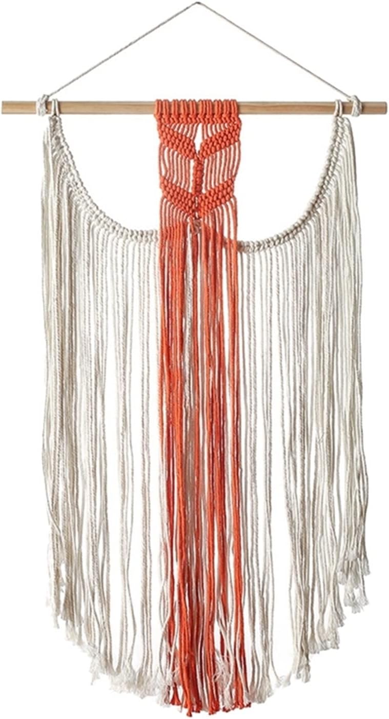 Tapestry Macrame Wall Hanging Tassel Tapestry Decor Bohemian Woven Tapestry for Home Living Room Dorm (Beige)